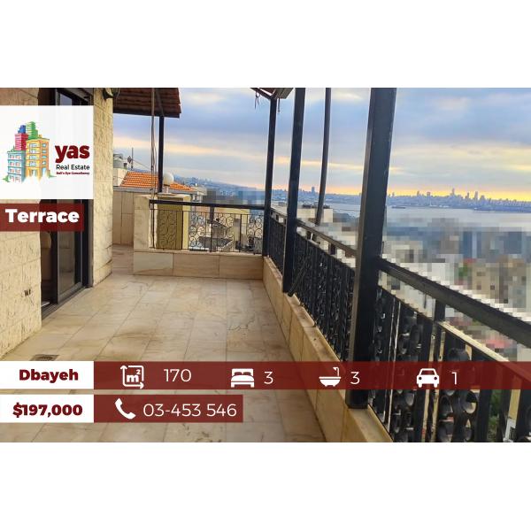 Dbayeh 170m2 | Terrace 100m2 | Decorated | Open Sea View | Pa |