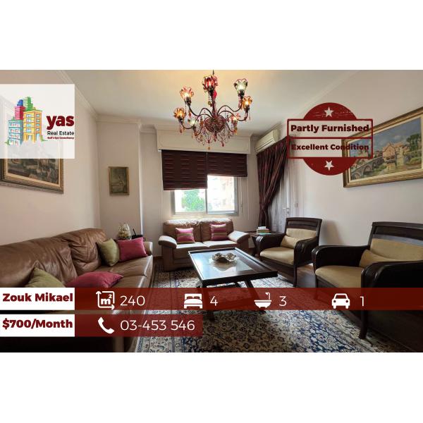Zouk Mikael 240m2 | Rent | Partly Furnished |Excellent Condition|EH/EL