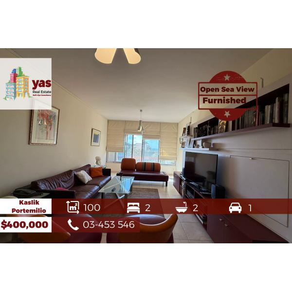 Kaslik/Portemilio 100m2 | Furnished | Sea View | Pool Access | BA