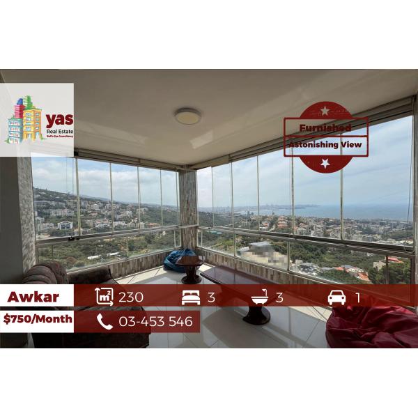 Awkar 230m2 | Furnished Flat | Rent | Astonishing View | CL
